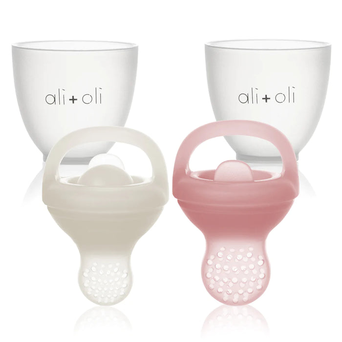 Ali+Oli Silicone Food & Fruit Feeder - Snow/Blush
