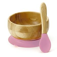 Avanchy Bamboo Suction Baby Bowl + Spoon - Pink