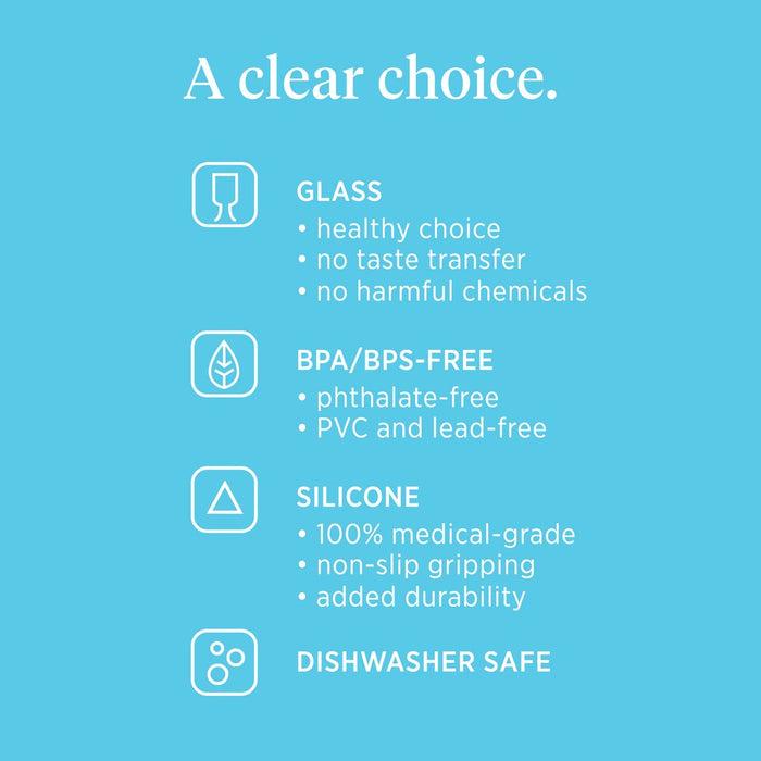 LifeFactory Glass Baby Bottle with Silicone Sleeve 4oz-Sky Blue