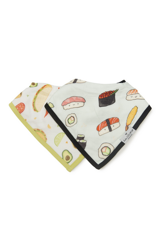 Loulou Lollipop Bandana Bib Set - Sushi/Taco