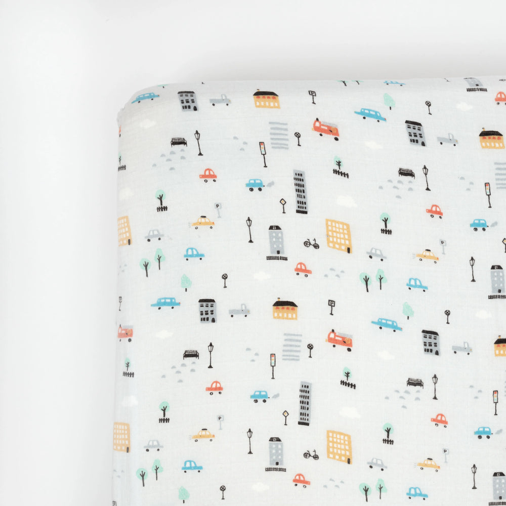 Lil North Co.Muslin Crib Sheet - City Cars