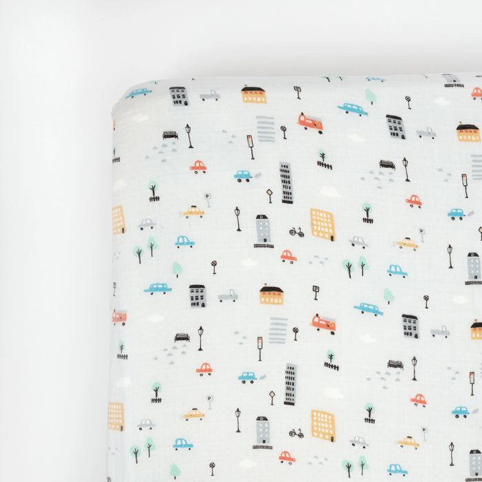 Lil North Co.Muslin Crib Sheet - City Cars