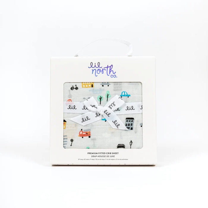 Lil North Co.Muslin Crib Sheet - City Cars