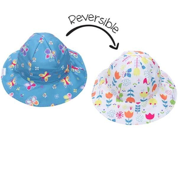 Flapjacks Kids Reversible Baby & Kids Patterned Sun Hat – Butterfly | Floral