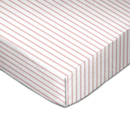 Living Muslin Crib Fitted Sheet PInk Stripes 101189