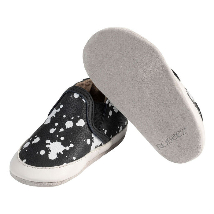 Robeez Soft Soles Shoes Liam Black & White Leather