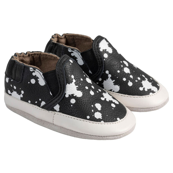 Robeez Soft Soles Shoes Liam Black & White Leather