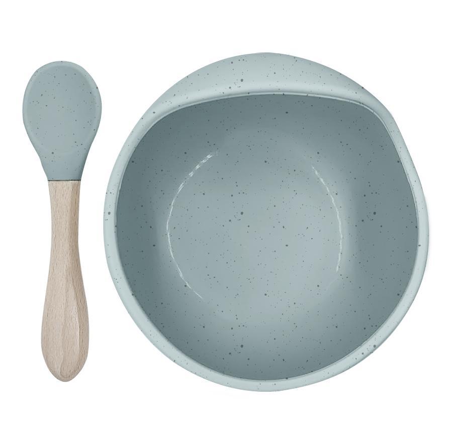 Kushies Siliscoop Bowl & Spoon Set - Seafoam