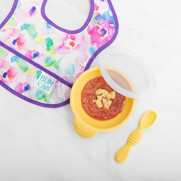 Bumkins Silicone First Feeding Set with Lid & Spoon - Pineapple