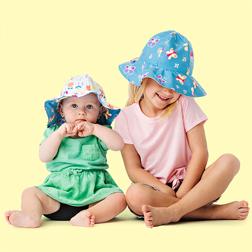 Flapjacks Kids Reversible Baby & Kids Patterned Sun Hat – Butterfly | Floral