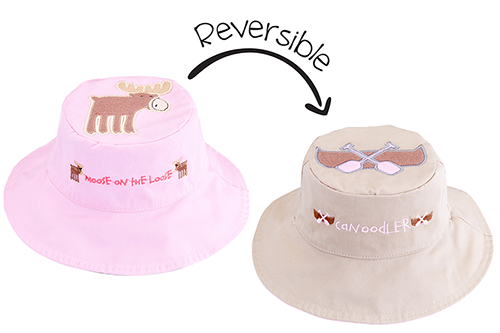 Flapjacks Reversible Kids & Toddler Sun Hat – Moose/Canoe