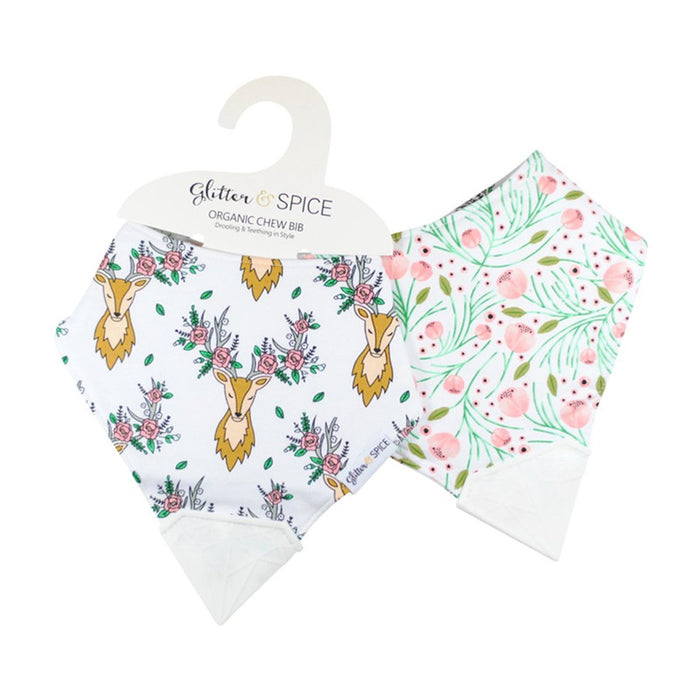 Glitter&Spice Double Side Organic Chew Bib Oh Deer/Tulip