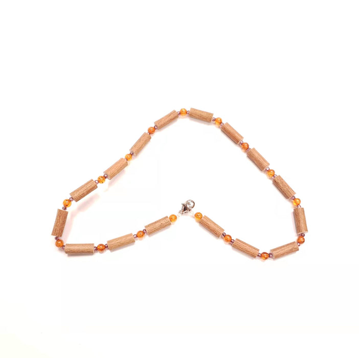 Bienfaits Noisetier/Healing Hazel Amber Teething Necklace-10.5 Inches - Pink