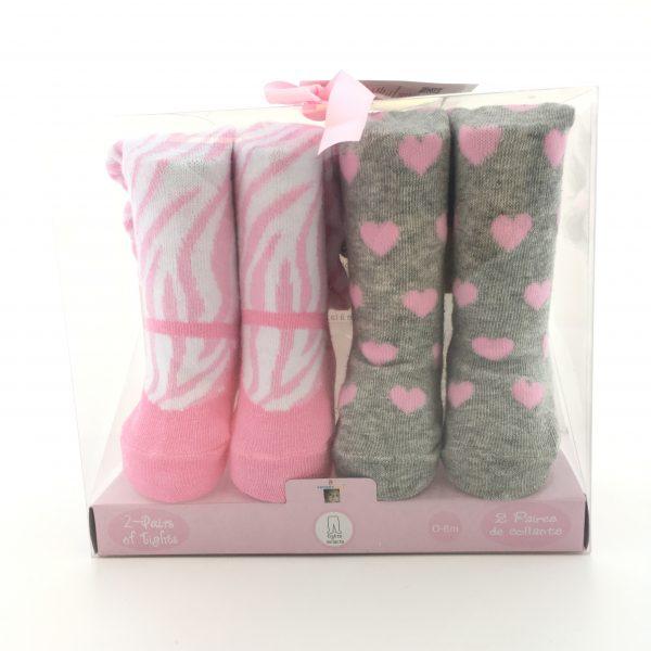 Tender Toes Infant Tights Grey/White/Pink 0-6m 6727