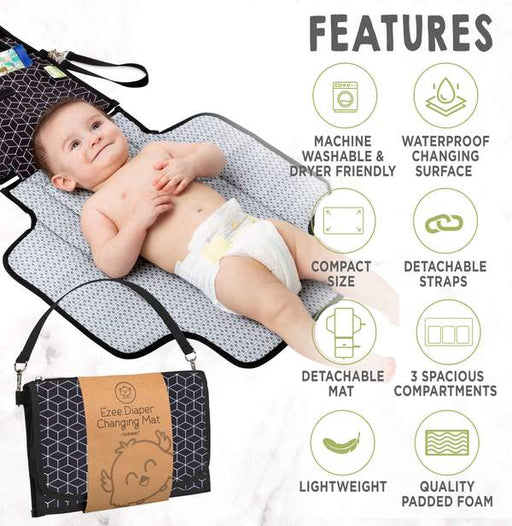 KeaBabies Ezee Diaper Mat - Black Geo (KB035-02)
