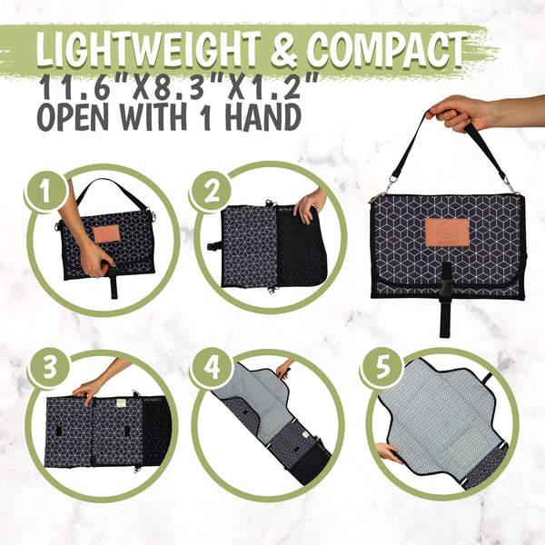 KeaBabies Ezee Diaper Mat - Black Geo (KB035-02)