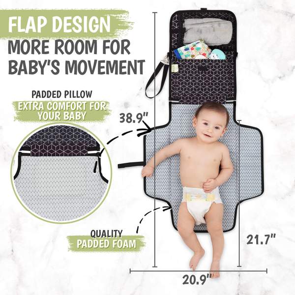 KeaBabies Ezee Diaper Mat - Black Geo (KB035-02)