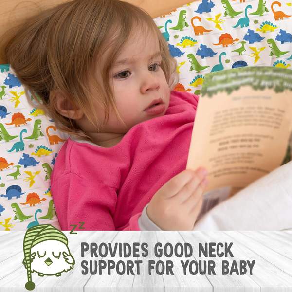 KeaBabies Toddler Pillow with Pillowcase - Happy Dino (KB023-009)