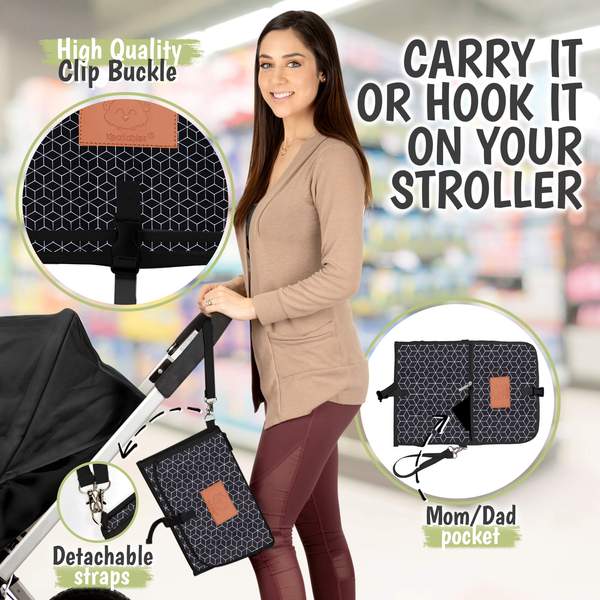 KeaBabies Ezee Diaper Mat - Black Geo (KB035-02)