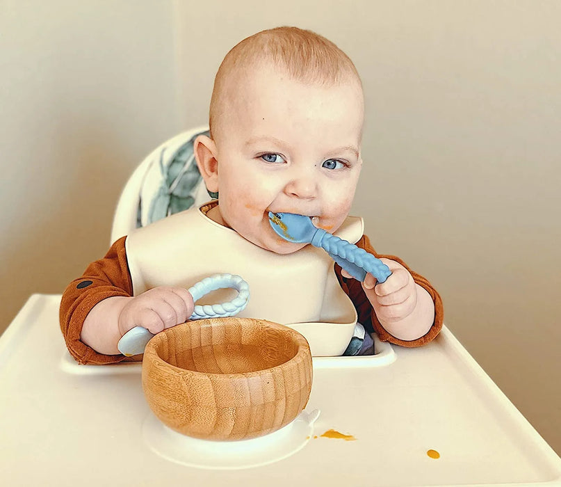 Itzy Ritzy Sweetie Silicone Baby Spoon Fork Set - Blue