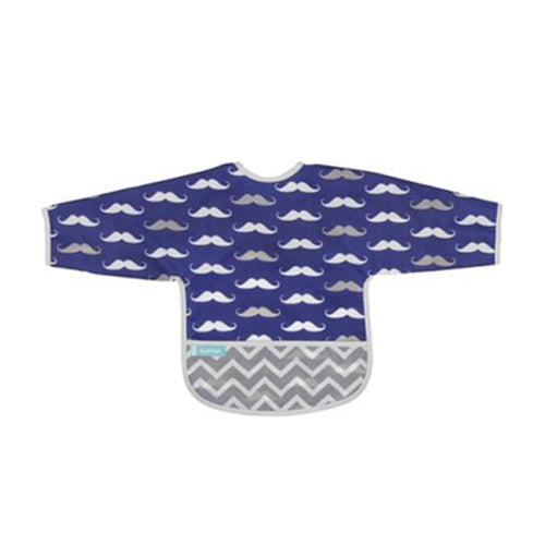 Kushies Clean Bib W/Sleeves Mustache