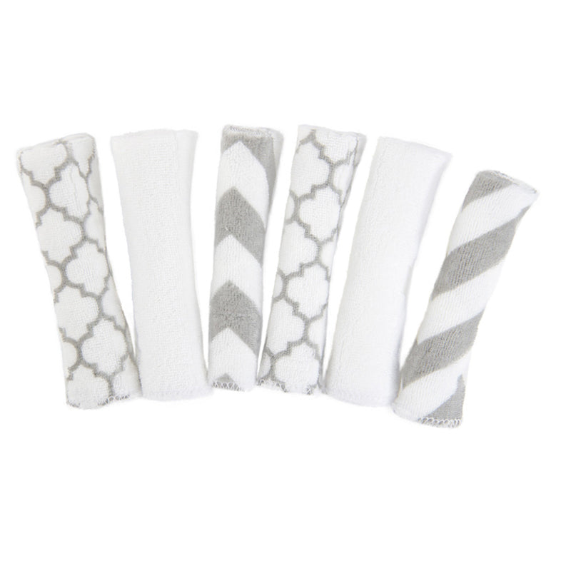 Kushies Wash Cloths 6pk Single Ply Neutral Grey A371N02