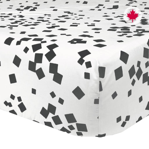 Perlim Pin Pin Crib Fitted Sheet Charcoal Squares