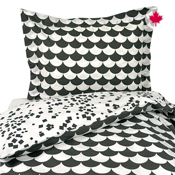 Perlim Pin Pin Reversible Duvet Cover +Sham Twin