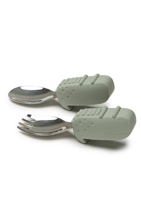 Loulou Lollipop Learning Spoon & Fork Set - Alligator