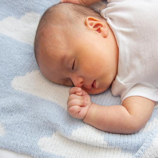 Living Textiles Chenille Baby Blanket - Blue Clouds