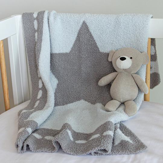 Living Textiles Cozy Baby Blanket - Blue Star