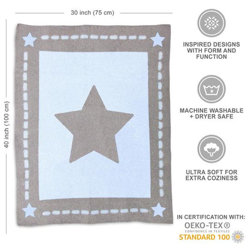 Living Textiles Cozy Baby Blanket - Blue Star