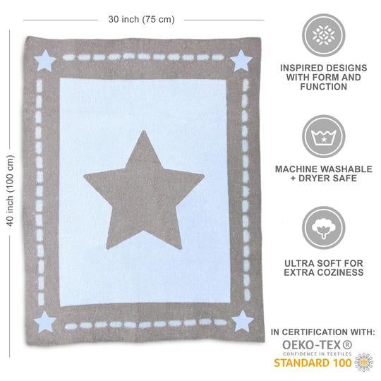Living Textiles Cozy Baby Blanket - Blue Star