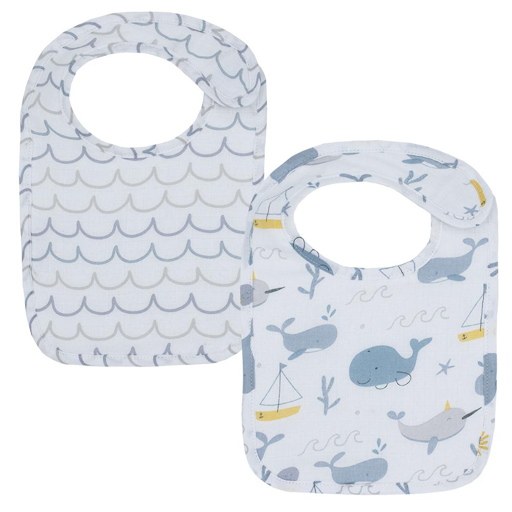 Living Textiles Muslin Bibs - Whale Of A Time 2pk 711011