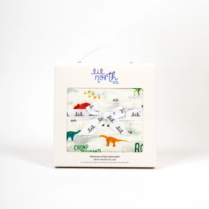 Lil North Co.Muslin Crib Sheet - Modern Dinos