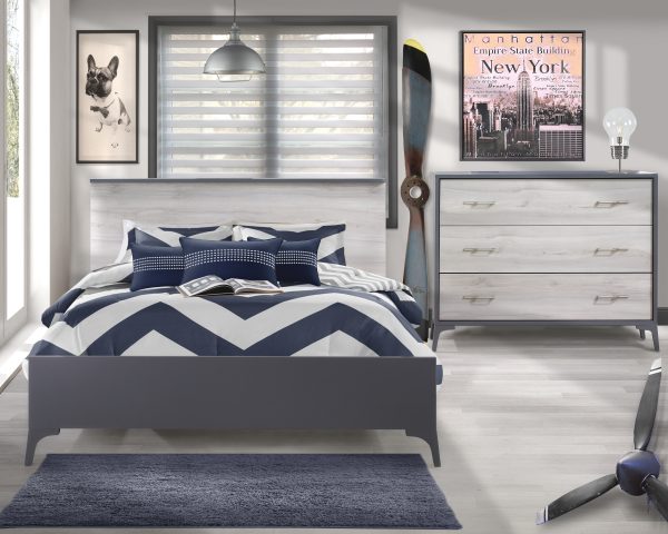 Natart Tulip Metro Double Bed Conversion Rail kit 54" and low profile foodboard 54"  - Charcoal - MARKHAM STORE PICKUP ONLY