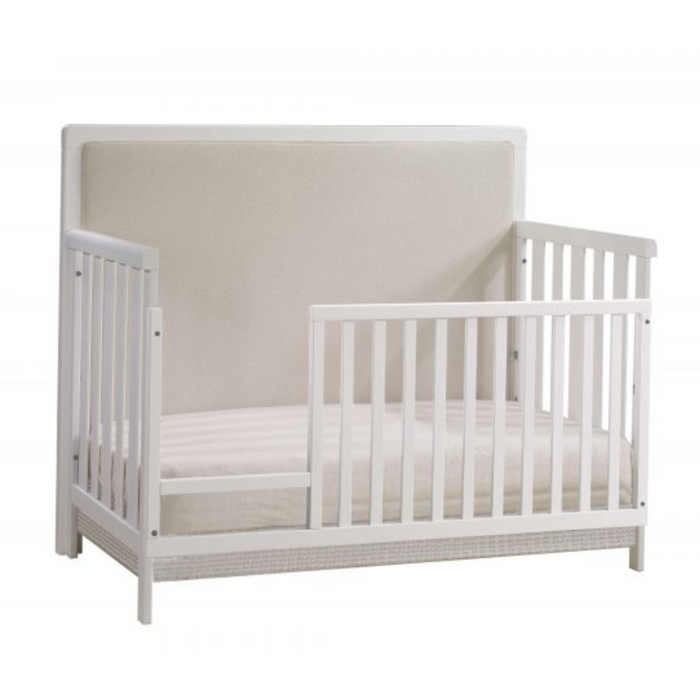 Natart Juvenile Kyoto Convertible Crib White with Talc linen Upholstered panel  (MARKHAM PICKUP ONLY)