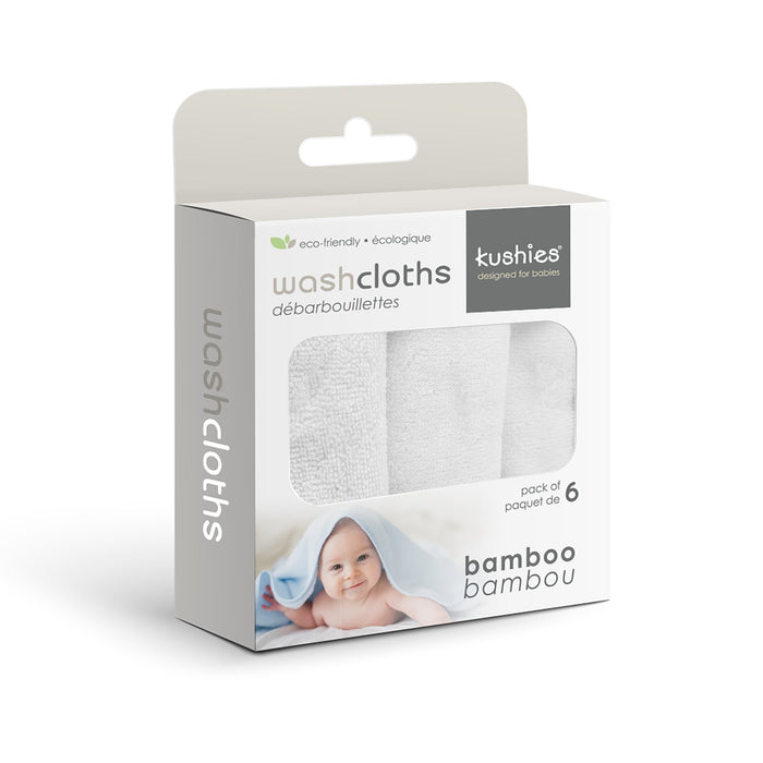 Kushies Bamboo Washcloths 6pk - White (O8371-00)