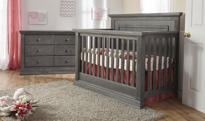 Pali 2100S Modena Forever Crib + Double Dresser (Distressed Granite)