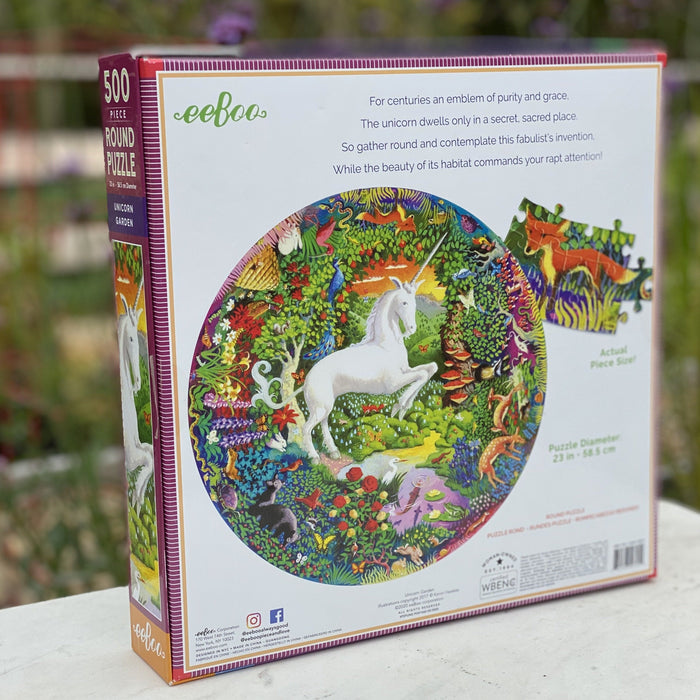 eeBoo Unicorn Garden 500 Pc Round Puzzle PZFUNG