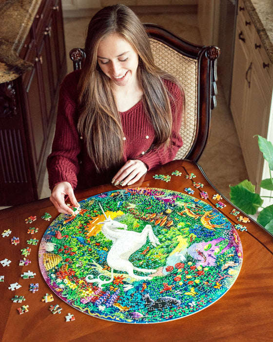 eeBoo Unicorn Garden 500 Pc Round Puzzle PZFUNG