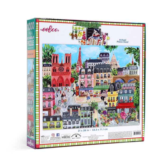 eeBoo Paris in a Day 1000 Pc Rectangle Puzzle PZTPD2