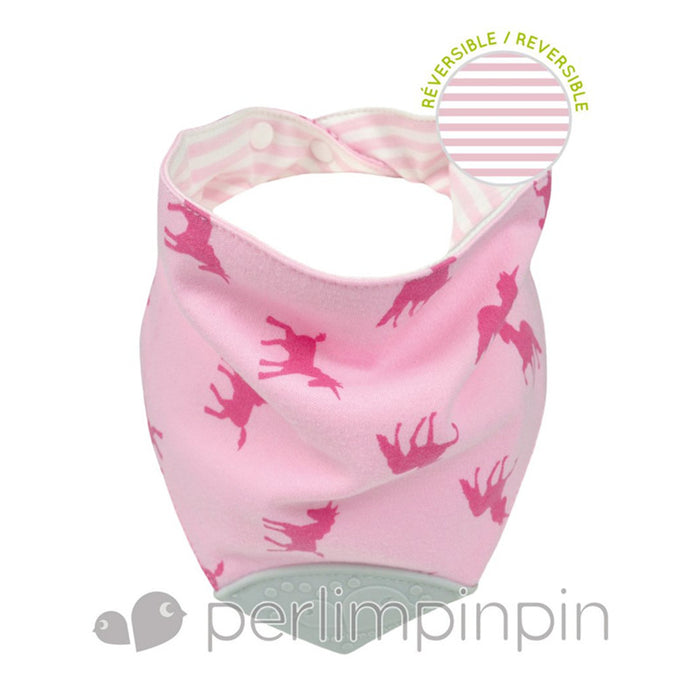 Perlim PinPin Bubbly Cotton Teething Bib Fashoa Unicorns - CanaBee Baby