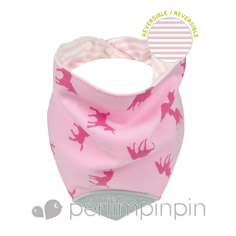 Perlim PinPin Bubbly Cotton Teething Bib Fashoa Unicorns - CanaBee Baby