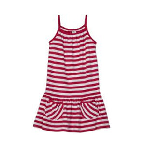 Zutano Prim Stripe Puff Pocket Dress Fuchsia/White