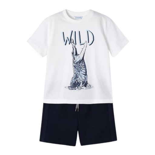 Mayoral Sustainable Cotton Print Knit Set - Marino