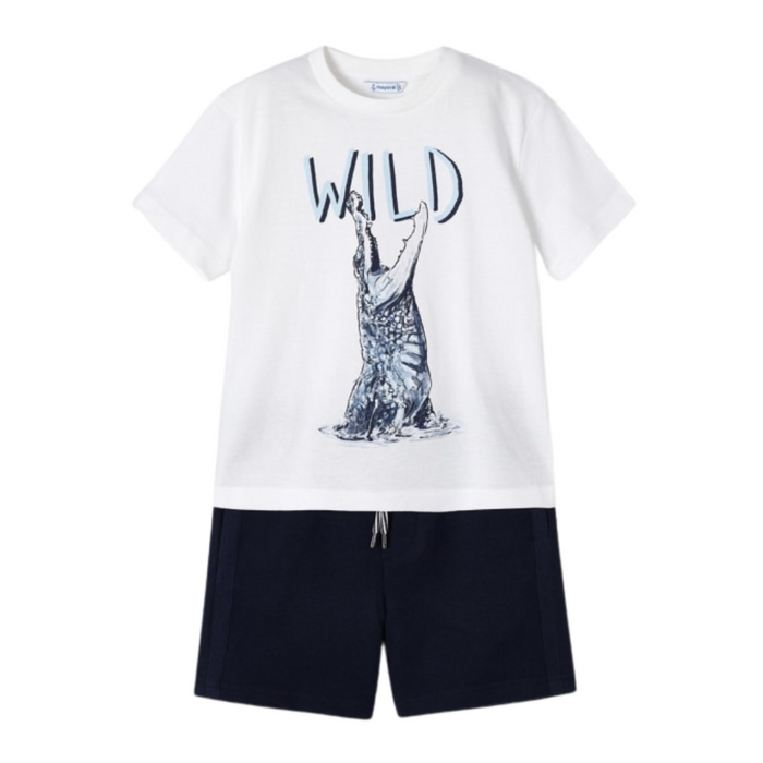 Mayoral Sustainable Cotton Print Knit Set - Marino