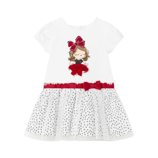 Mayoral Combined Tulle Dress With Polka Dots