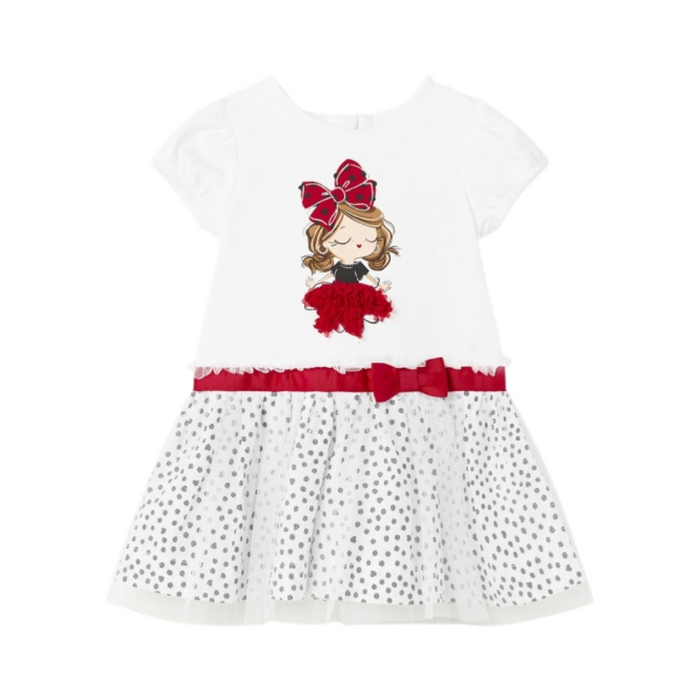 Mayoral Combined Tulle Dress With Polka Dots