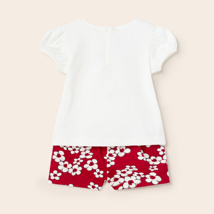 Mayoral Cotton Satin Shorts Set - Rojo